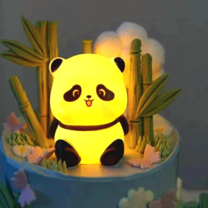 Panda LED Night Light Living Room Cute Panda Plastic Lamp Bedside Decor Creative Kids Night Light Birthday Gift Cake Decor