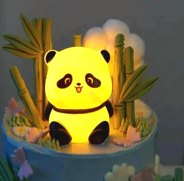 Panda LED Night Light Living Room Cute Panda Plastic Lamp Bedside Decor Creative Kids Night Light Birthday Gift Cake Decor